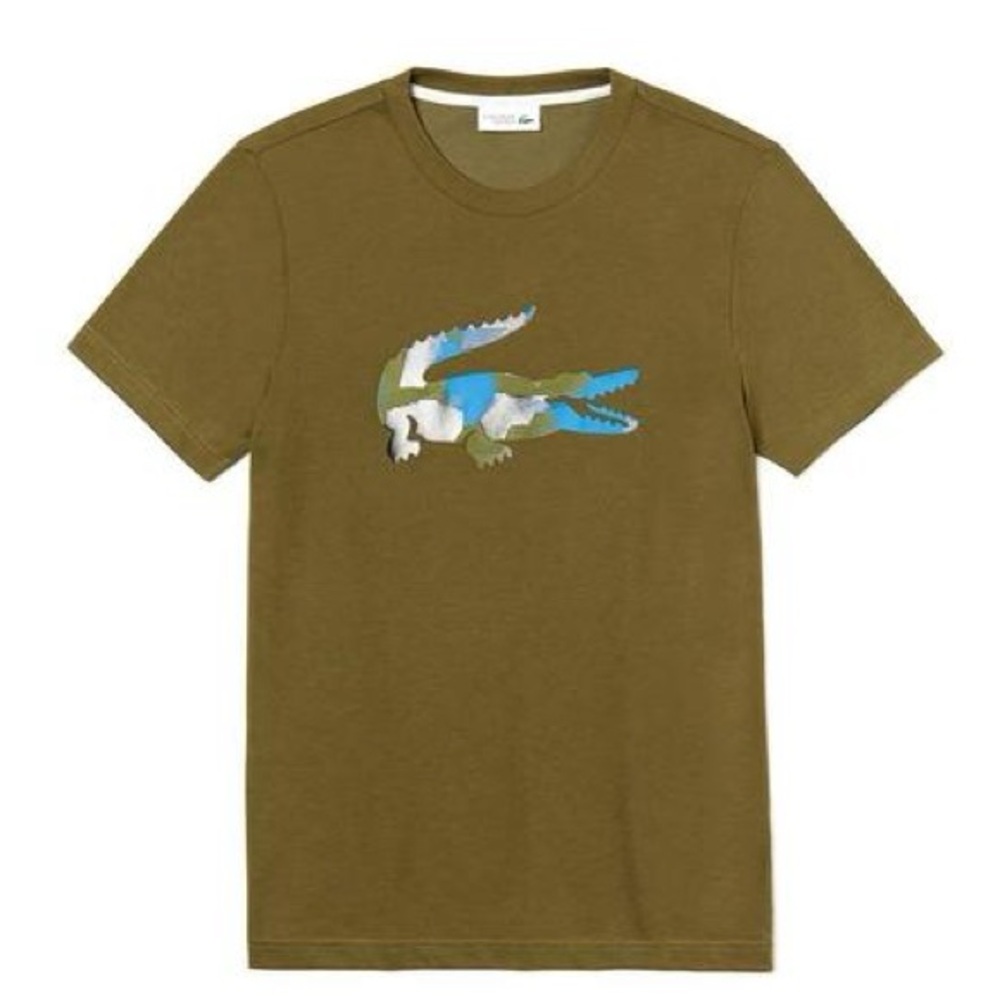 Lacoste Khaki T-Shirt with Vibrant Logo